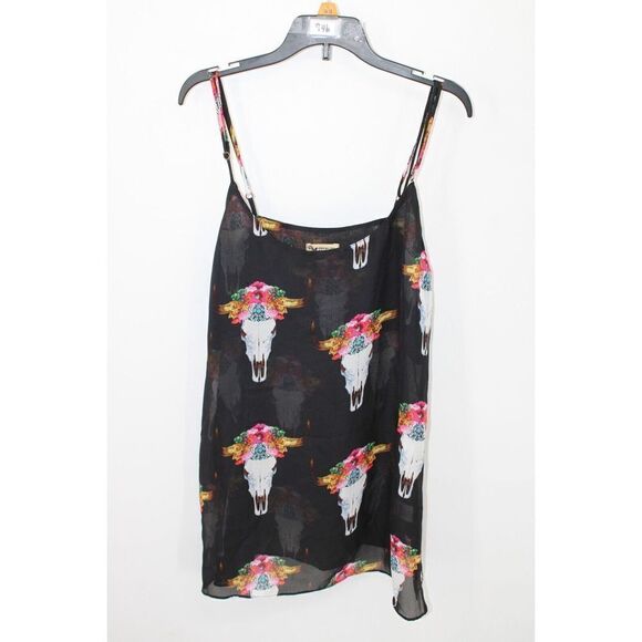 Show Me Your MuMu Black COW HEADS Estella Topslip Cami SMALL S Spaghetti Strap - Picture 1 of 6